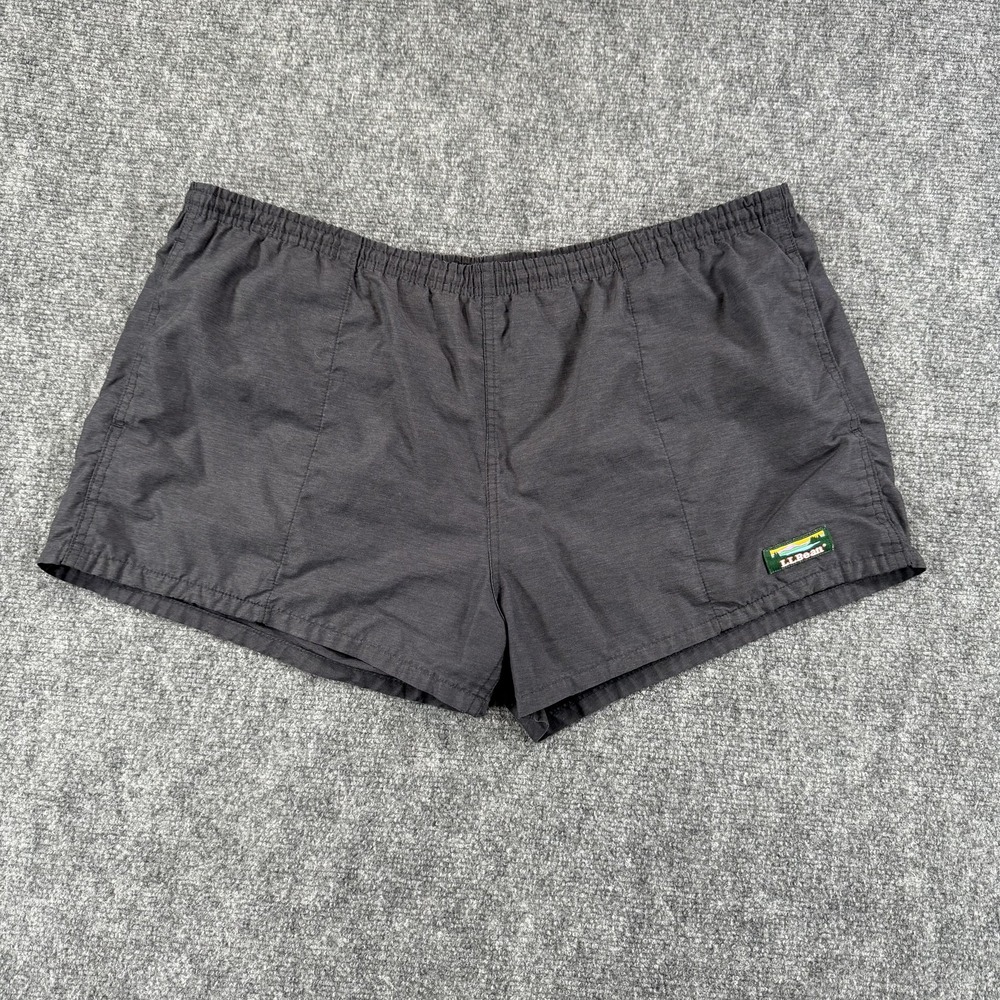 LL‎ Bean Swim Trunks Mens Large Gray Nylon Quick Dry Board Shorts Back Pocket